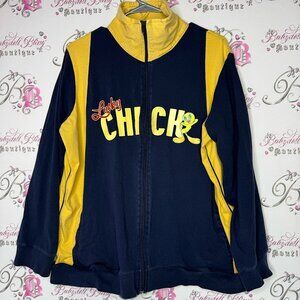 Tweety bird sweater zip up hoodie lucky chich with sparkly red and cute decal